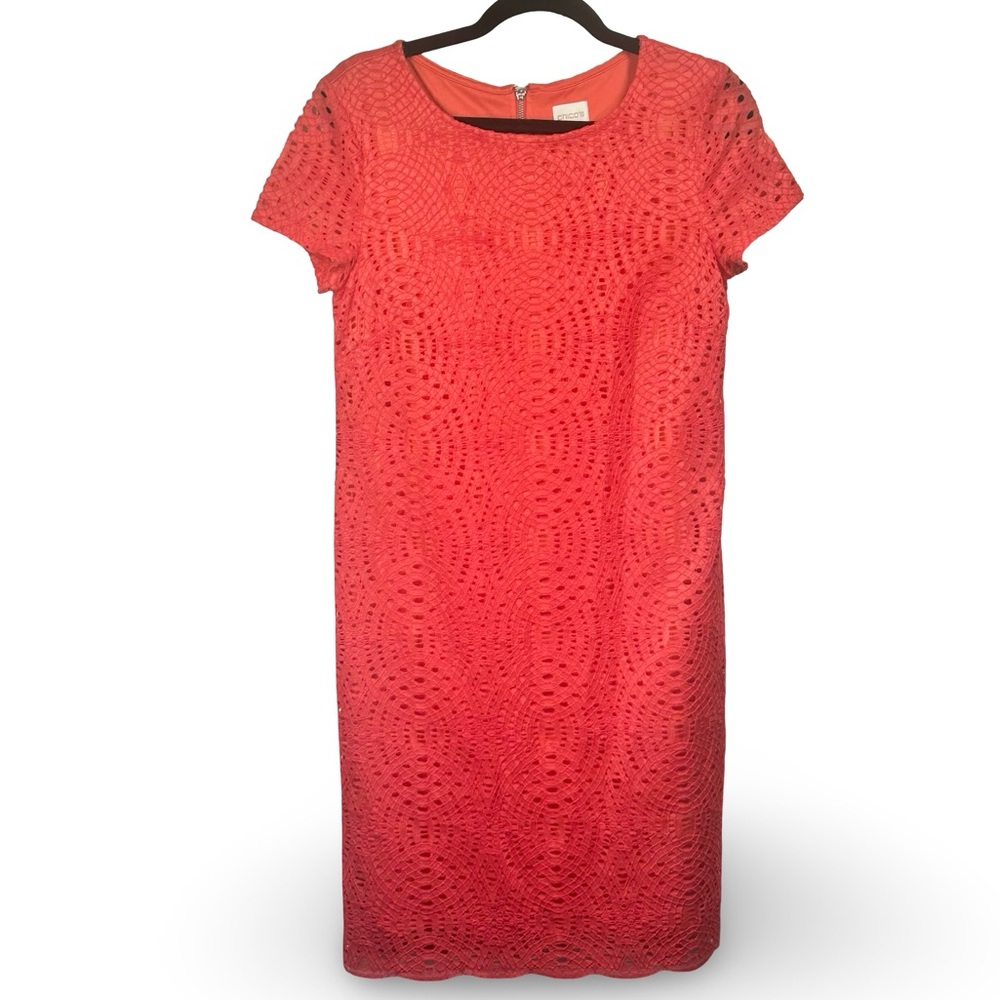 Chico's Crocheted Lace Overlay Sheath Dress Mfg Size 0 | US Small/4 Boho Cottage
